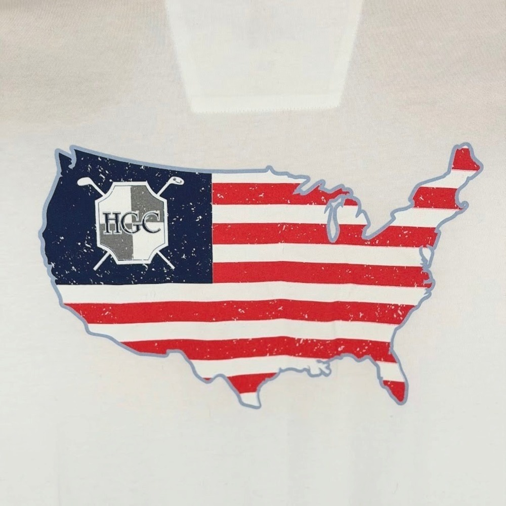 NEW johnnie-O Brennan Men's XL White Long Sleeve Golf T Shirt USA Flag HGC